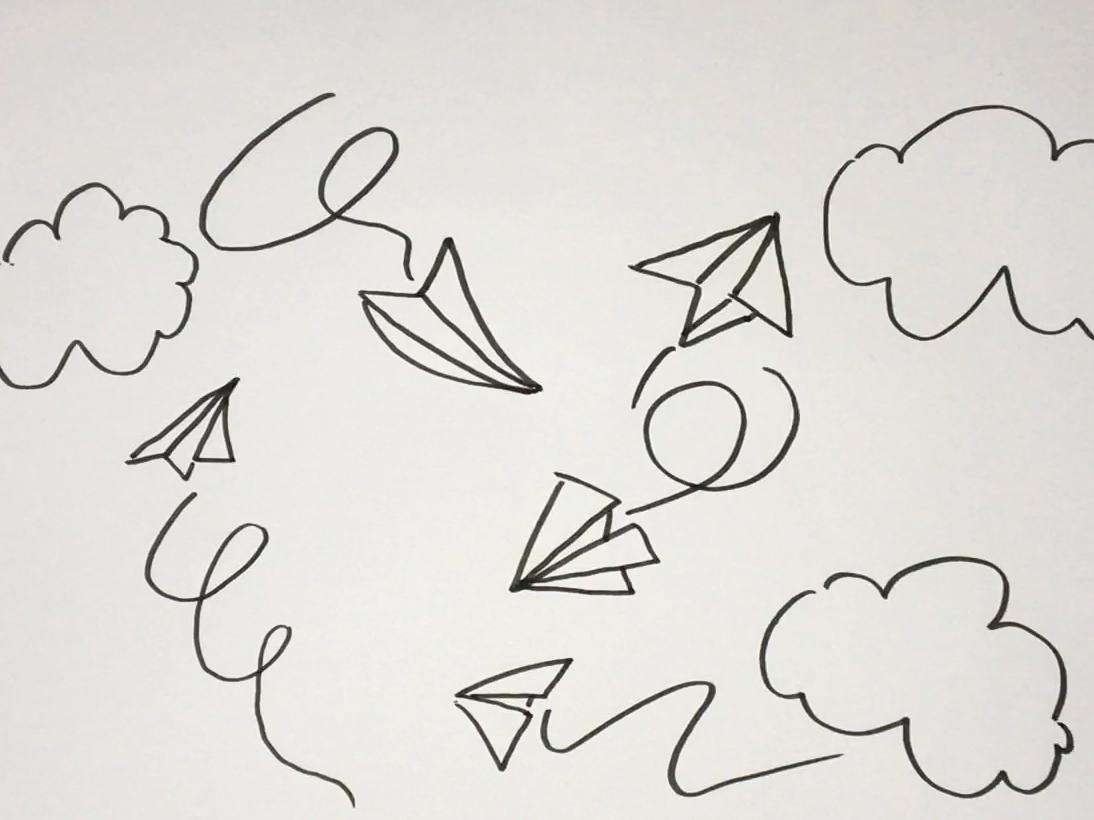[纸飞机简笔画简单漂亮]纸飞机的简笔画图片大全