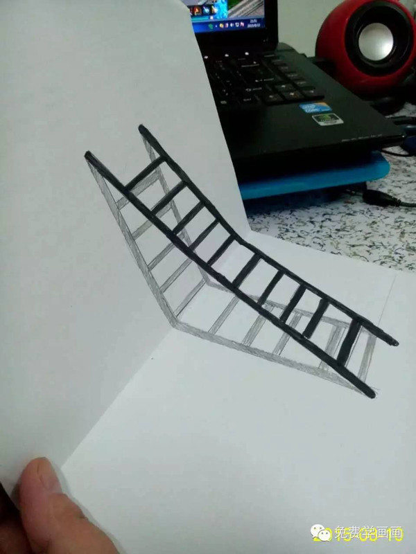 立体图形梯子怎么画一年级,立体图形怎么画 简单超级简单的梯子立体画,以假乱真
