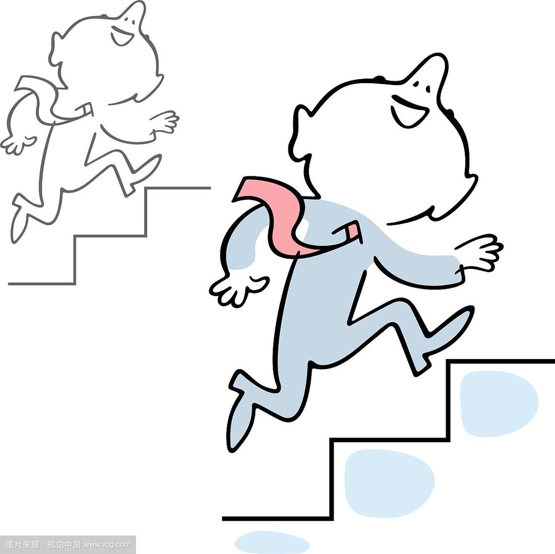 爬梯子卡通画,爬梯子儿童简笔画