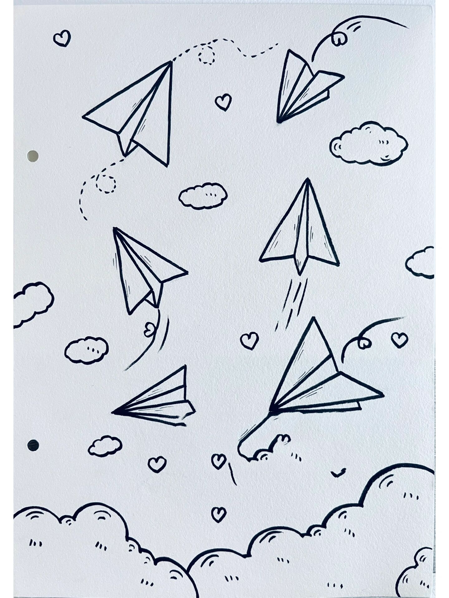 纸飞机上的图画,纸飞机上涂色好看简笔画