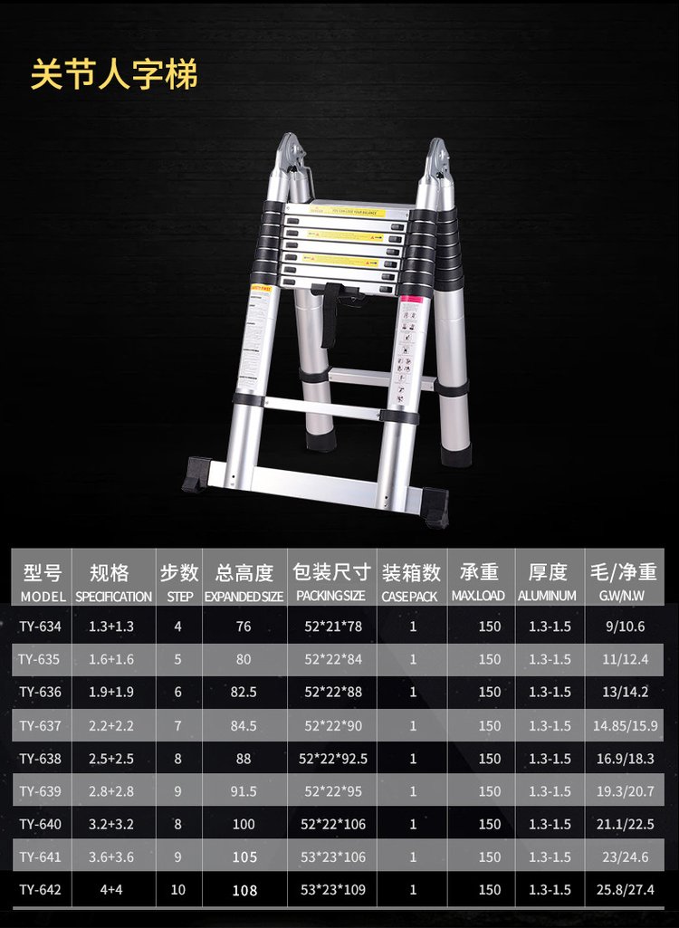 铝合金梯子型号,铝合金梯子型号与规格